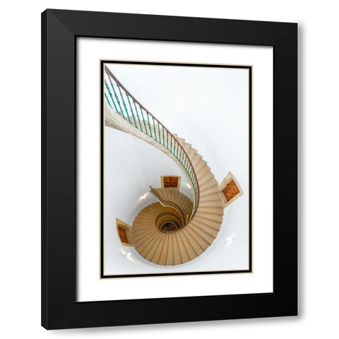 Triple Espiral Black Modern Wood Framed Art Print with Double Matting by Revuelto, David