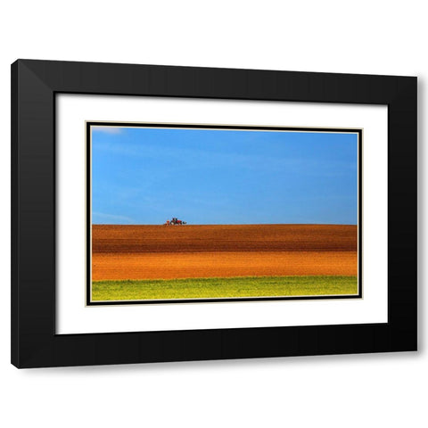 The Tractor Black Modern Wood Framed Art Print with Double Matting by Della Latta, Massimo