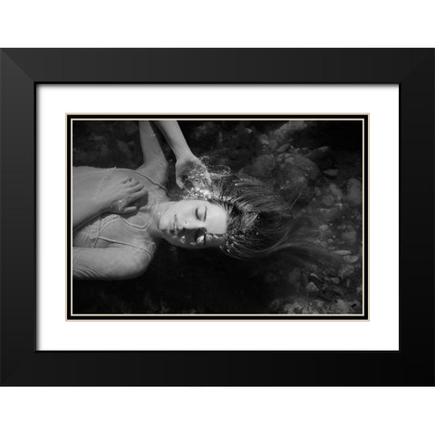 Be Water Black Modern Wood Framed Art Print with Double Matting by Mest, Olga