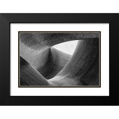 Lines Black Modern Wood Framed Art Print with Double Matting by Pfeiffer, Peter