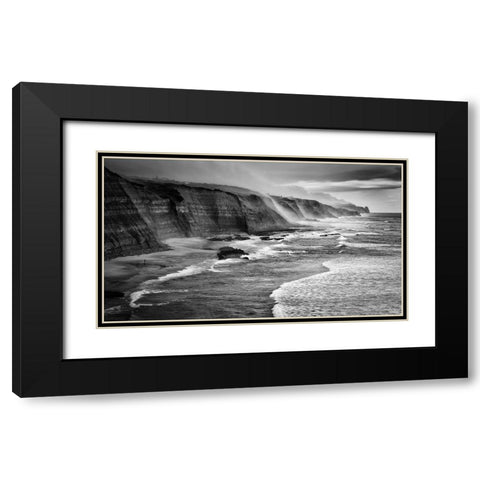 Magoito Beach Black Modern Wood Framed Art Print with Double Matting by Tomaz Silva, Filipe
