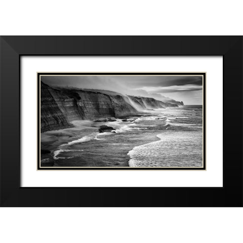 Magoito Beach Black Modern Wood Framed Art Print with Double Matting by Tomaz Silva, Filipe