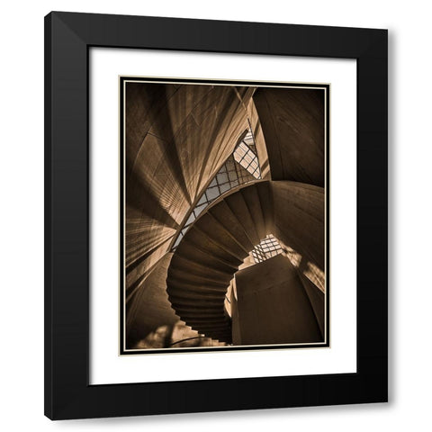 Escherism 1 Black Modern Wood Framed Art Print with Double Matting by Scherhag, Ute