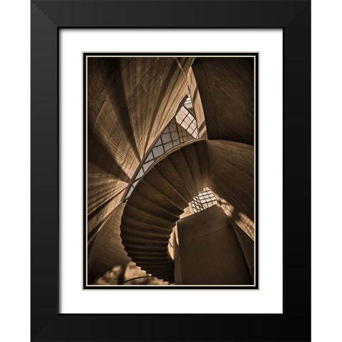 Escherism 1 Black Modern Wood Framed Art Print with Double Matting by Scherhag, Ute