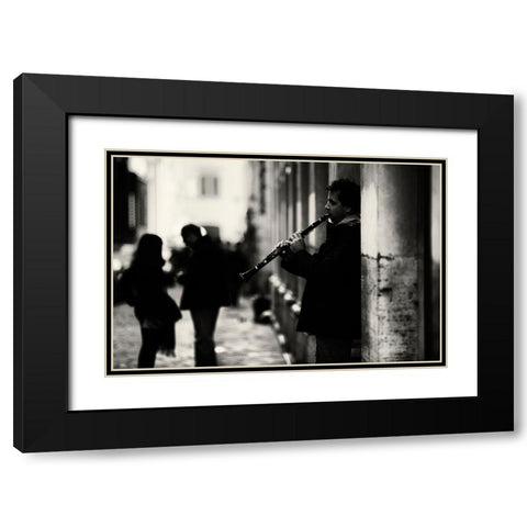 Rome Street Song Black Modern Wood Framed Art Print with Double Matting by Oncete, Julien