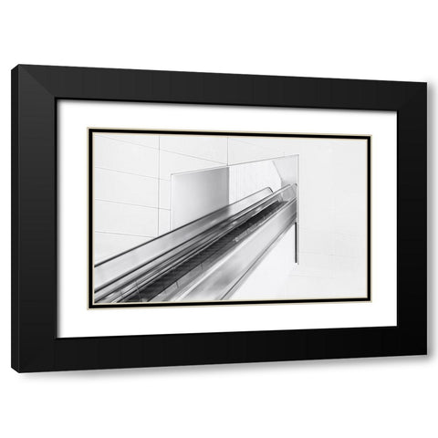 Escalator To The Unknown. Black Modern Wood Framed Art Print with Double Matting by Van Son, Greetje
