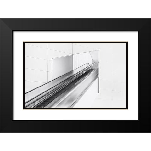 Escalator To The Unknown. Black Modern Wood Framed Art Print with Double Matting by Van Son, Greetje