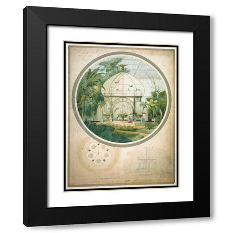 Aviary in a Wintergarden Black Modern Wood Framed Art Print with Double Matting by Chancel, Adrien