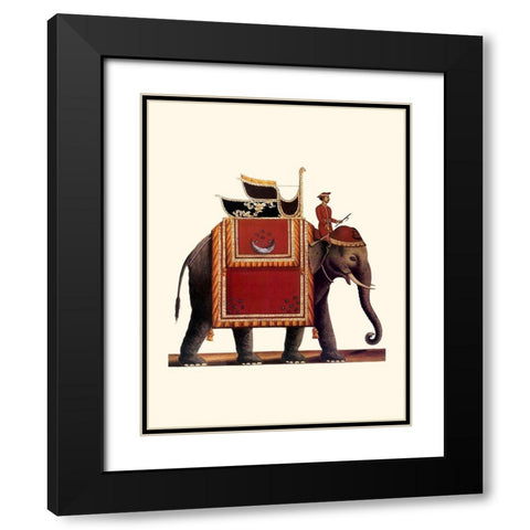 Indian Ceremonial Elephant- Red Black Modern Wood Framed Art Print with Double Matting by Anonymous
