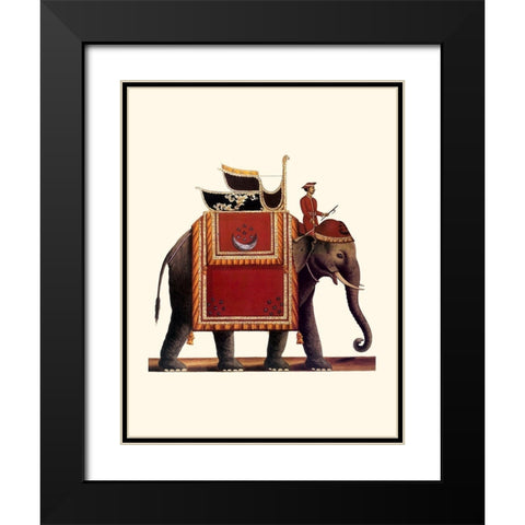 Indian Ceremonial Elephant- Red Black Modern Wood Framed Art Print with Double Matting by Anonymous