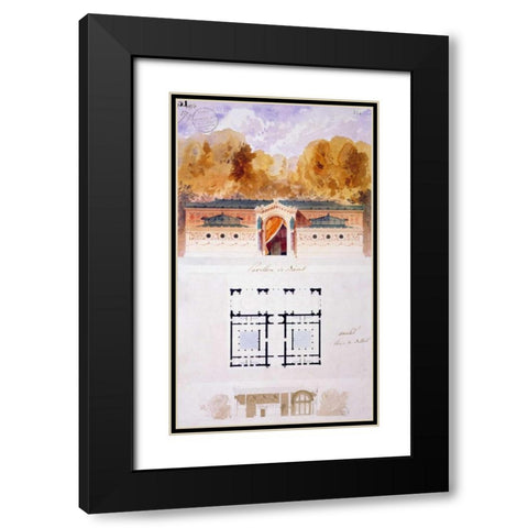 Bathing Pavilion Black Modern Wood Framed Art Print with Double Matting by Ancelet, Gabrielle-August
