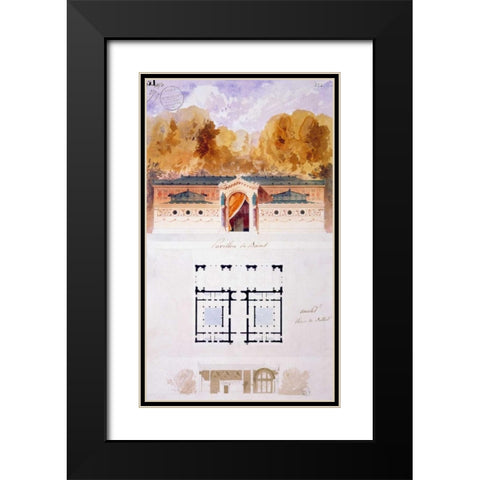 Bathing Pavilion Black Modern Wood Framed Art Print with Double Matting by Ancelet, Gabrielle-August