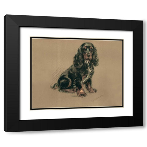 Spaniel Black Modern Wood Framed Art Print with Double Matting by Dawson, Lucy
