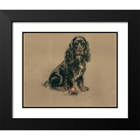 Spaniel Black Modern Wood Framed Art Print with Double Matting by Dawson, Lucy