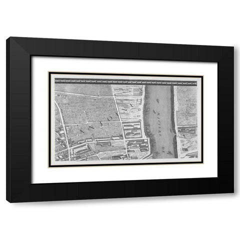 Paris 1739 Sectional map Black Modern Wood Framed Art Print with Double Matting by Turgot, Michel-Etienne