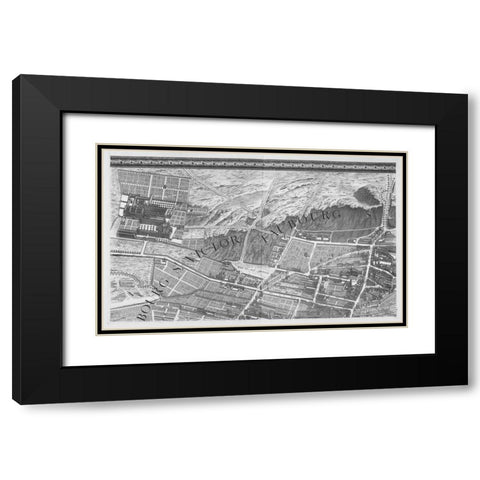 Paris 1739 Sectional map Black Modern Wood Framed Art Print with Double Matting by Turgot, Michel-Etienne