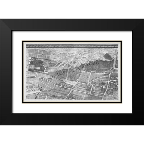 Paris 1739 Sectional map Black Modern Wood Framed Art Print with Double Matting by Turgot, Michel-Etienne