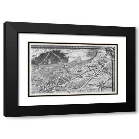 Paris 1739 Sectional map Black Modern Wood Framed Art Print with Double Matting by Turgot, Michel-Etienne