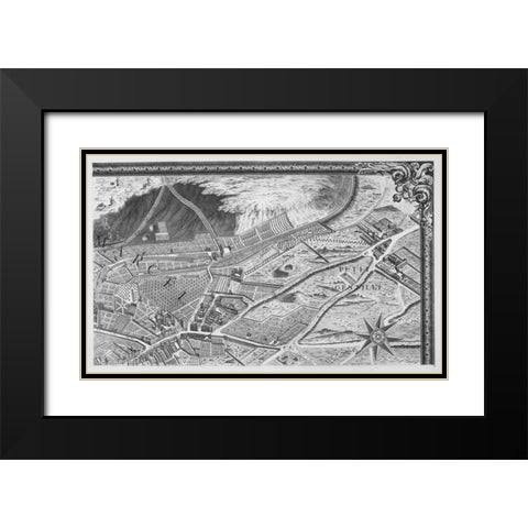 Paris 1739 Sectional map Black Modern Wood Framed Art Print with Double Matting by Turgot, Michel-Etienne
