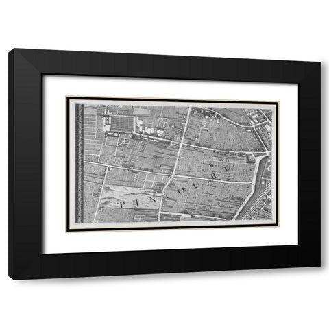 Paris 1739 Sectional map Black Modern Wood Framed Art Print with Double Matting by Turgot, Michel-Etienne
