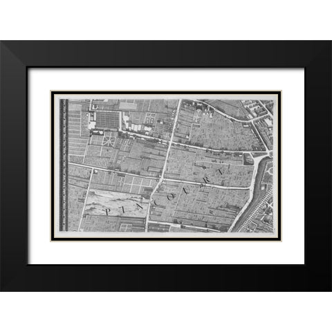 Paris 1739 Sectional map Black Modern Wood Framed Art Print with Double Matting by Turgot, Michel-Etienne