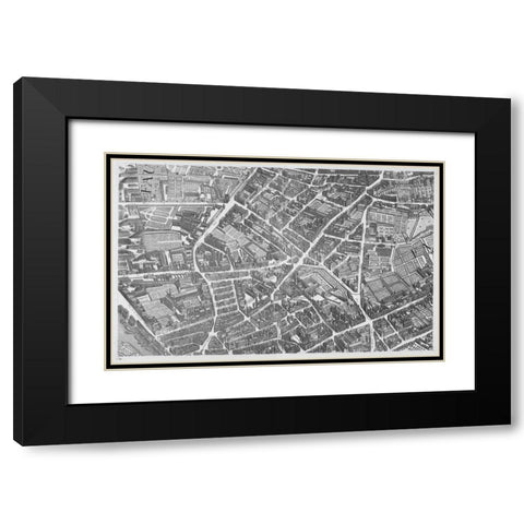 Paris 1739 Sectional map Black Modern Wood Framed Art Print with Double Matting by Turgot, Michel-Etienne