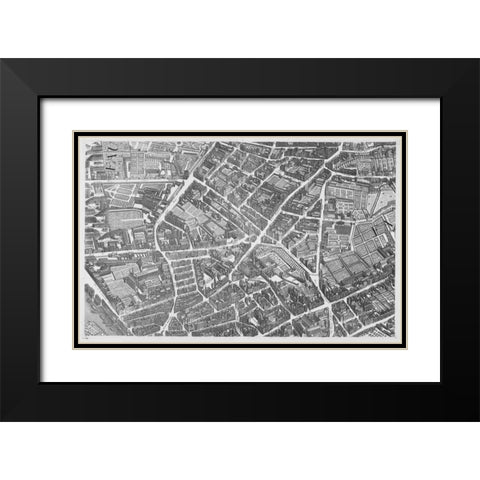 Paris 1739 Sectional map Black Modern Wood Framed Art Print with Double Matting by Turgot, Michel-Etienne