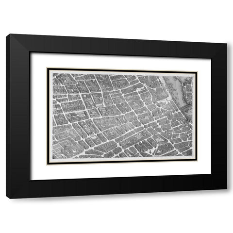 Paris 1739 Sectional map Black Modern Wood Framed Art Print with Double Matting by Turgot, Michel-Etienne