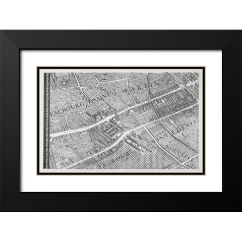 Paris 1739 Sectional map Black Modern Wood Framed Art Print with Double Matting by Turgot, Michel-Etienne