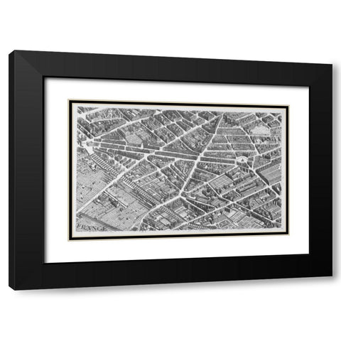 Paris 1739 Sectional map Black Modern Wood Framed Art Print with Double Matting by Turgot, Michel-Etienne