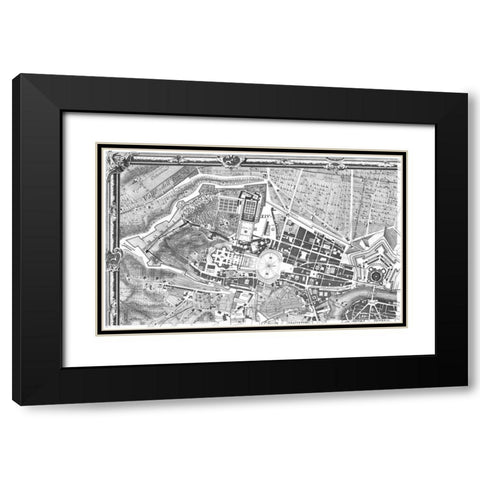 Rome Sectional Map Black Modern Wood Framed Art Print with Double Matting by Nolli, Giovanni Battista