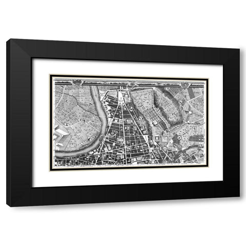 Rome Sectional Map Black Modern Wood Framed Art Print with Double Matting by Nolli, Giovanni Battista
