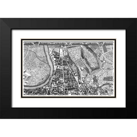 Rome Sectional Map Black Modern Wood Framed Art Print with Double Matting by Nolli, Giovanni Battista