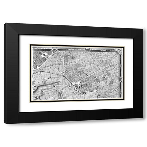 Rome Sectional Map Black Modern Wood Framed Art Print with Double Matting by Nolli, Giovanni Battista