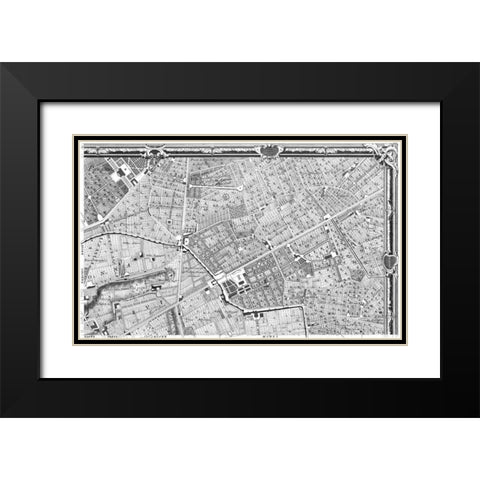 Rome Sectional Map Black Modern Wood Framed Art Print with Double Matting by Nolli, Giovanni Battista