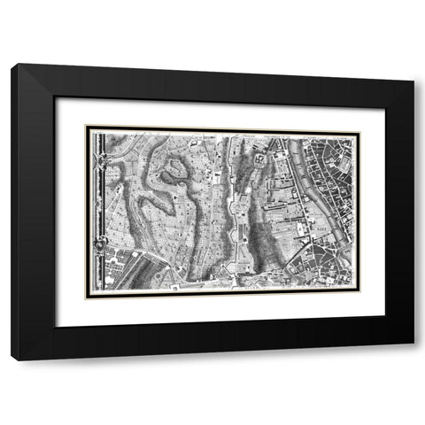 Rome Sectional Map Black Modern Wood Framed Art Print with Double Matting by Nolli, Giovanni Battista
