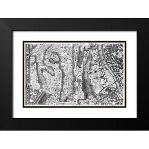 Rome Sectional Map Black Modern Wood Framed Art Print with Double Matting by Nolli, Giovanni Battista