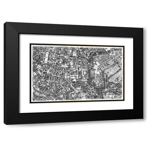 Rome Sectional Map Black Modern Wood Framed Art Print with Double Matting by Nolli, Giovanni Battista