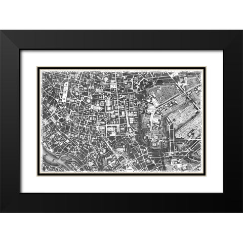 Rome Sectional Map Black Modern Wood Framed Art Print with Double Matting by Nolli, Giovanni Battista