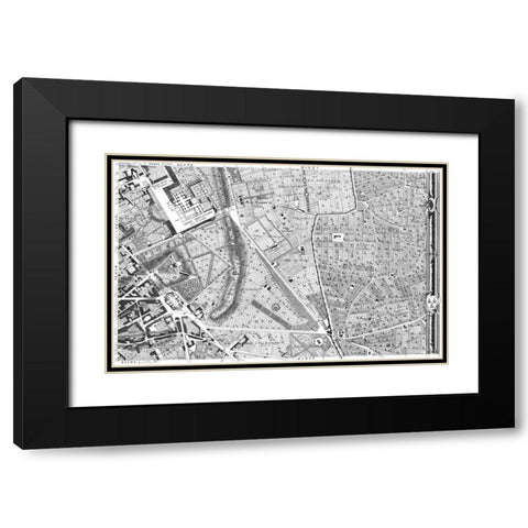 Rome Sectional Map Black Modern Wood Framed Art Print with Double Matting by Nolli, Giovanni Battista