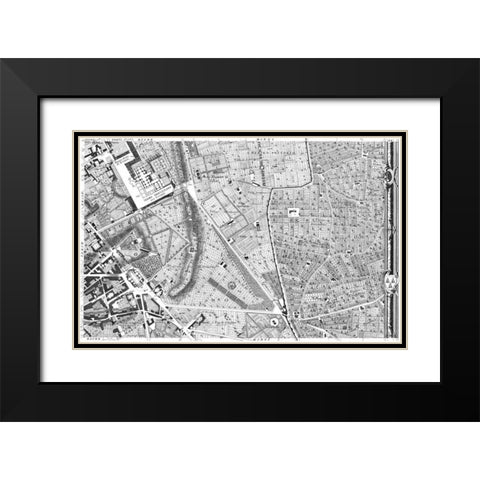 Rome Sectional Map Black Modern Wood Framed Art Print with Double Matting by Nolli, Giovanni Battista