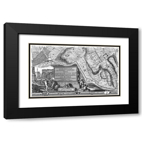 Rome Sectional Map Black Modern Wood Framed Art Print with Double Matting by Nolli, Giovanni Battista