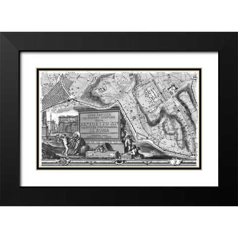Rome Sectional Map Black Modern Wood Framed Art Print with Double Matting by Nolli, Giovanni Battista