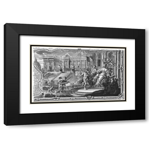Rome Sectional Map Black Modern Wood Framed Art Print with Double Matting by Nolli, Giovanni Battista