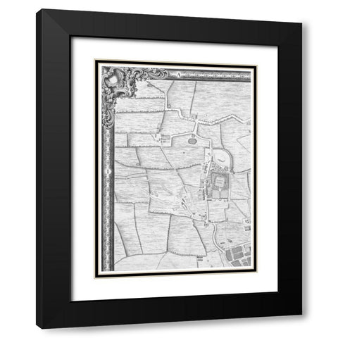 Roque Sectional map of London 1748 Black Modern Wood Framed Art Print with Double Matting by Roque, John