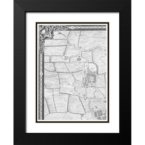 Roque Sectional map of London 1748 Black Modern Wood Framed Art Print with Double Matting by Roque, John