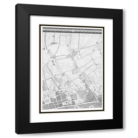 Roque Sectional map of London 1748 Black Modern Wood Framed Art Print with Double Matting by Roque, John