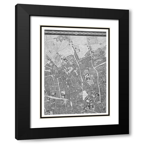 Roque Sectional map of London 1748 Black Modern Wood Framed Art Print with Double Matting by Roque, John
