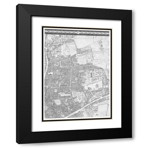 Roque Sectional map of London 1748 Black Modern Wood Framed Art Print with Double Matting by Roque, John