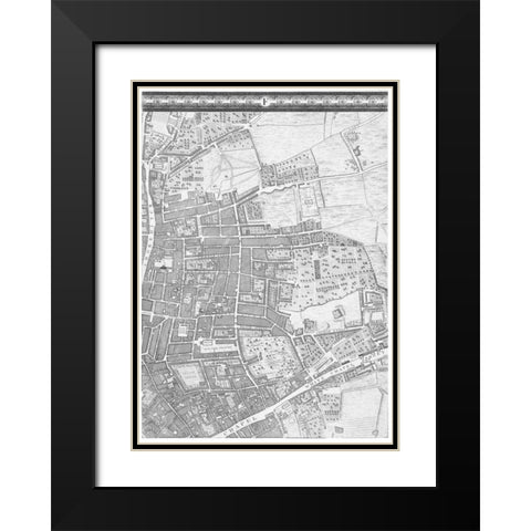 Roque Sectional map of London 1748 Black Modern Wood Framed Art Print with Double Matting by Roque, John